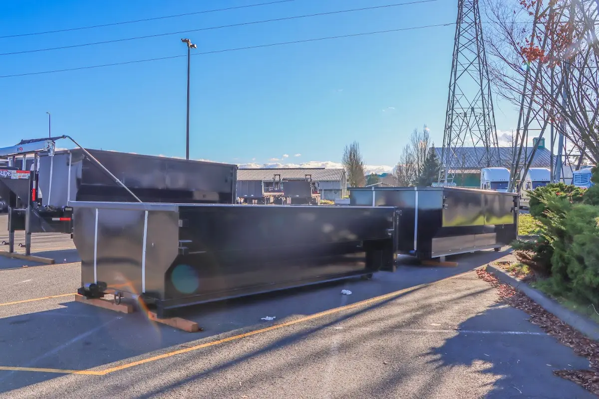 Roll-off dumpster ready for waste disposal at job site for Cleanout Dumpster Rental in Corvallis